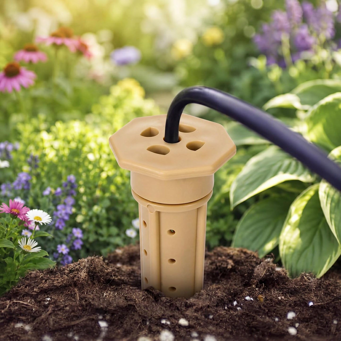 Briwooody 6 Pack 8 Inch Garden Watering Stake Large UV Protected ABS Plastic Deep Root Irrigation Spike Brown Drip System Parts Tubes for Trees Shrubs Bushes Flowers Fruits Vegetables Potted Plants