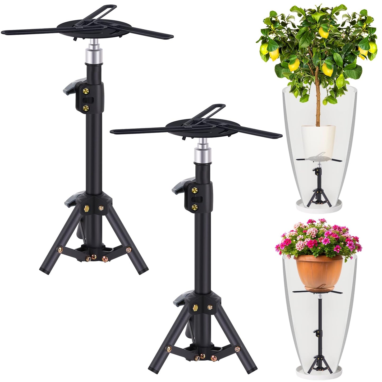 2PCS Adjustable Universal Plant Risers for Pots Inside, Pot Fillers for Planters, Planter Inserts for Large Pots,Planter Lift Insert for Tall Square Round Taper Planter with 14-22" Rise & 7.8-12.6"Top
