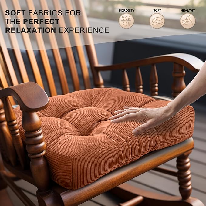 Lokex Rocking Chair Cushion Only, Tufted Non-Slip Comfortable Rocking Chair