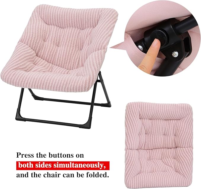 Comfy Saucer Chair for Adults, Soft Faux Fur Bedroom Chair, Accent Dorm Chairs