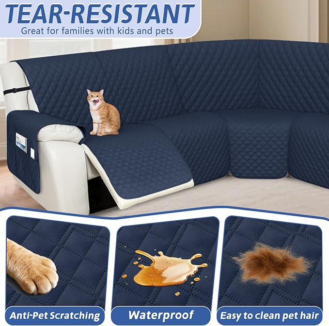 Arfntevss Recliner Sectional Couch Covers 1OO% Waterproof L Shape Sofa Cover