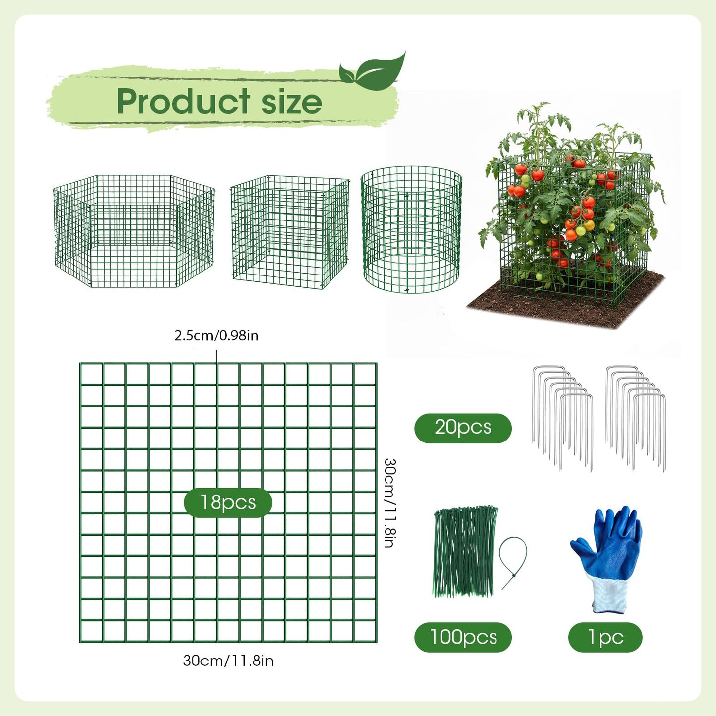 MQJIAZHI 18PCS Plant Protectors from Animals, 13"x13" Metal Plant Cages for Outdoor Plants, Reusable Plant Covers from Animals, Garden Cloche & Chicken Wire Cloche for Vegetables, Flowers, Seedlings