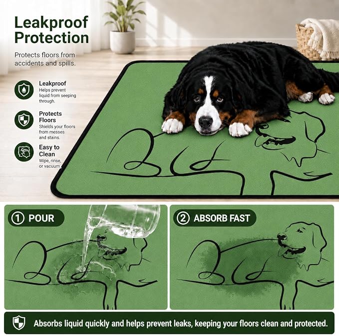 2 Pack Washable Pee Pads for Dogs 36"x45", Reusable Training Puppypads Absorbency Non-Slip & Leak-Proof for Pet Whelping Box Playpen Crate Sofa Bed Floors (Green)