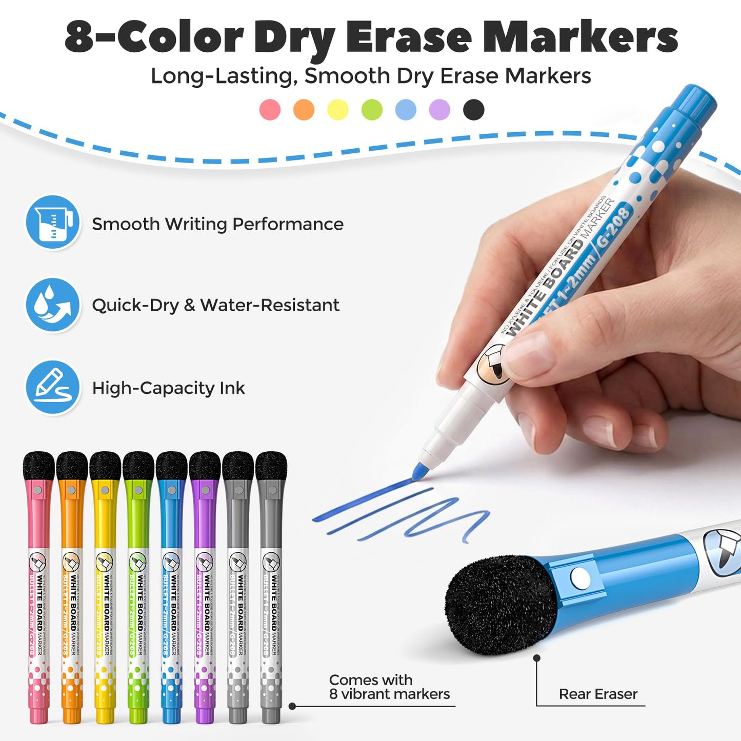 Nicpro Dry Erase Lap Board 9 x 12 inches 2 Pack Ruled Kid Double Sided Blank & Lined Small Lapboard with 8 Pens, 2 Eraser, Learning Mini Whiteboard Portable for Student and Classroom Use