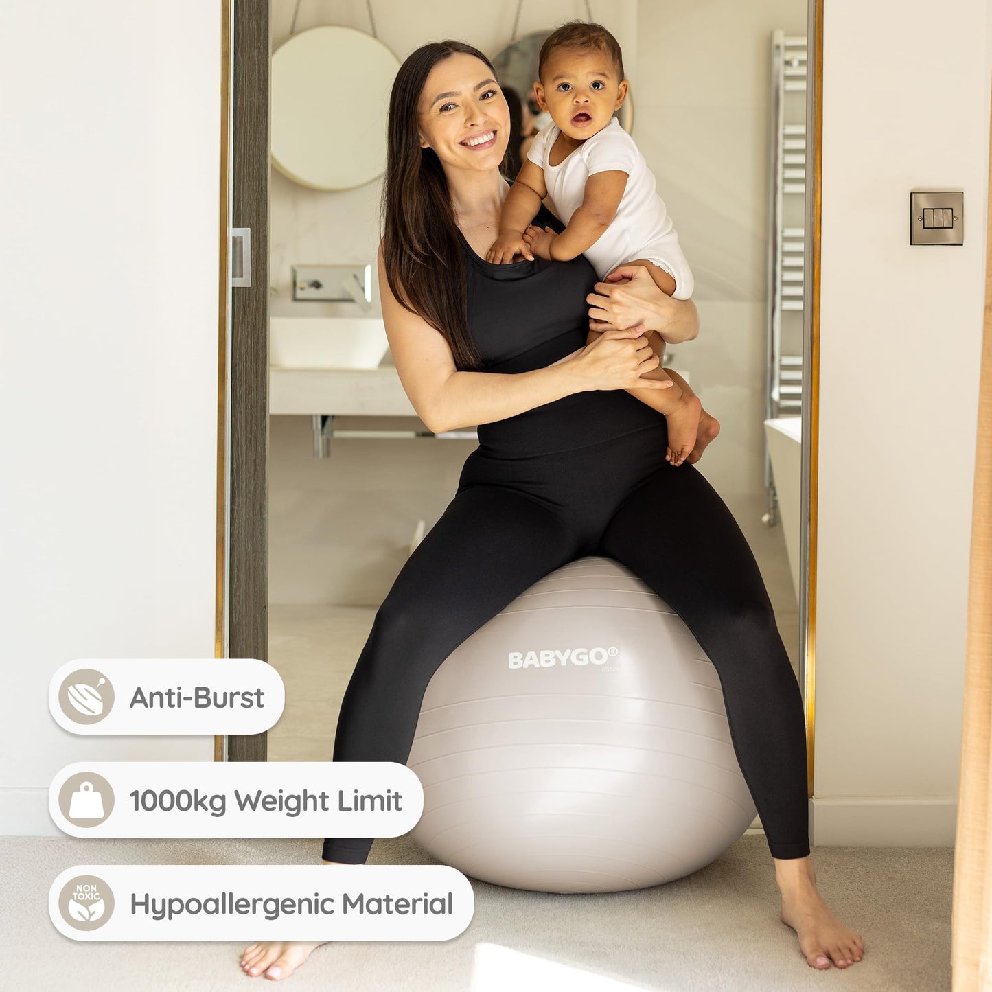 BABYGO Birthing Ball - Pregnancy Yoga Labor & Exercise Ball & Book Set Trimester Targeting, Maternity Physio, Birth & Recovery Plan Included Anti Burst Eco Friendly