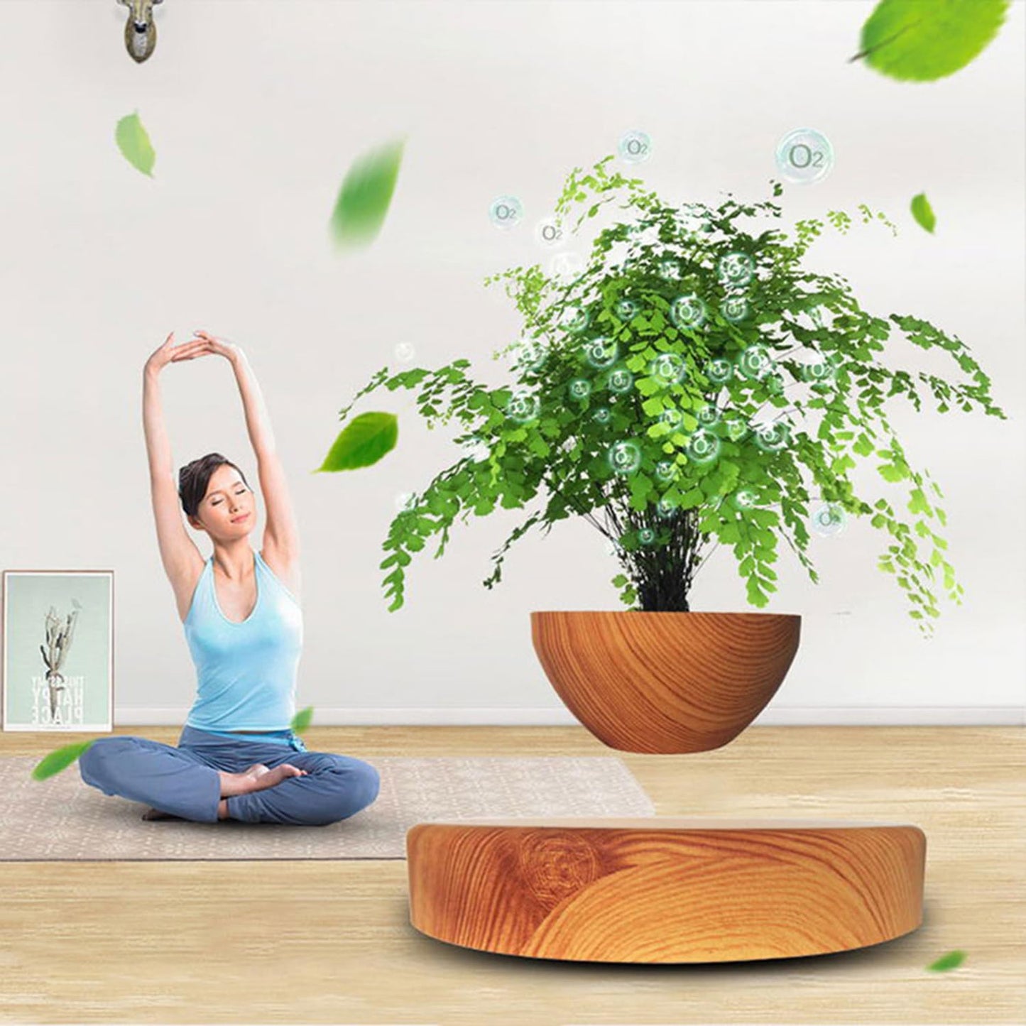INLETTER Floating Magnetic Levitating Flower Pot Bonsai Air Plant Pot Planter Potted for Home, Office & Desk Decor Gift,A,1