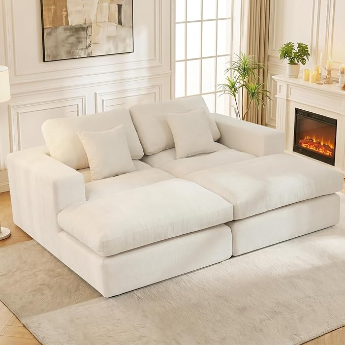 80.7" Oversized Double Chaise Lounge Chair Indoor, Cloud Boneless Sleeper Sofa