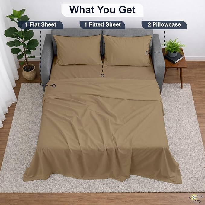 Cottington Lane Sleeper Sofa Sheets Queen Size, 4 Piece Premium Quality 100%