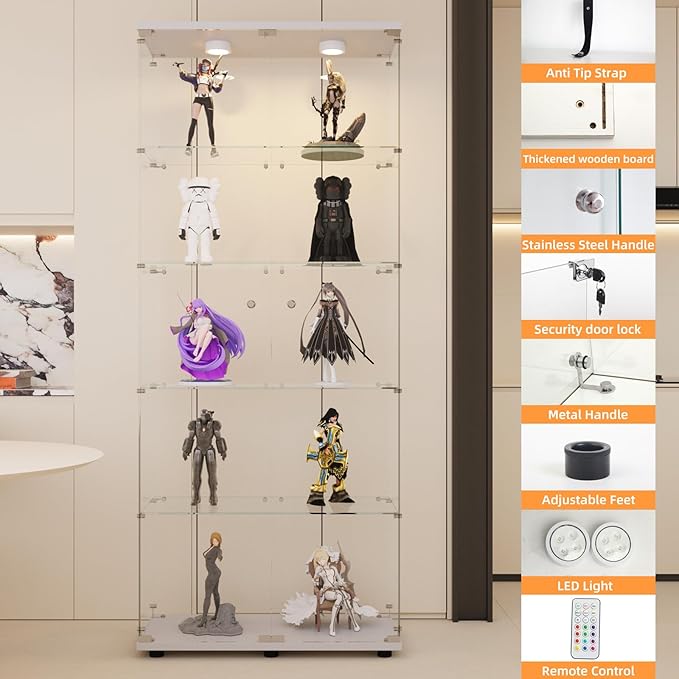 LFT HUIMEI2Y Glass Display Cabinet 5-Shelf