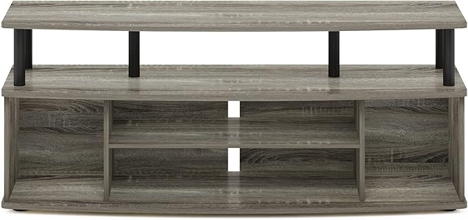 Furinno Jaya Large Entertainment Center Hold up to 55-in TV, French Oak/Black
