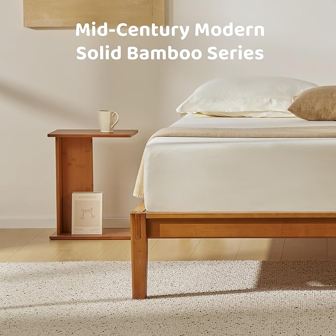 RECCI Solid Bamboo C-Shaped End Table Set of 2