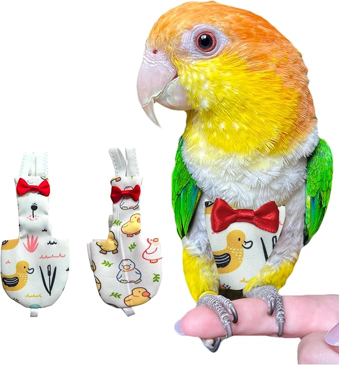 UKJENT Bird Diaper Protective Parrot Nappy 2 Pack, Reusable Flight Suit with Waterproof Inner Layer, Washable Cute Urine Wet Suit for Cockatiel Monk Parakeet Sun Parakeet Lory(M)