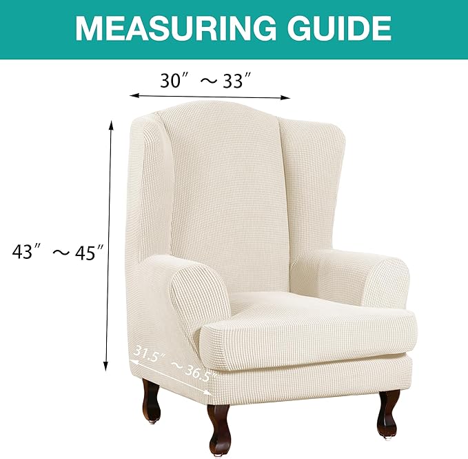 Turquoize Wingback Chair Covers 2 Piece Wing Chair Slipcover Stretch Slipcovers