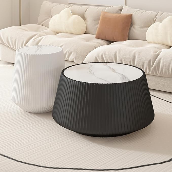 26.77" Marble Coffee Table, Modern Cup Shaped Coffee Table