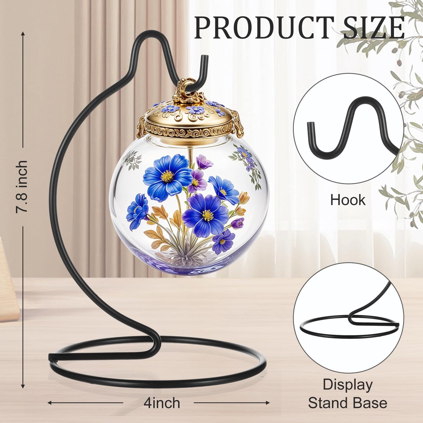 Lemecima Ornament Display Stand Holder Hanger Stands Glass Ball Ornament Holder Metal Iron Hanging Hanger for Display Terrarium Air Plant(20 Pcs)