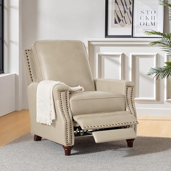 HULALA HOME Genuine Leather Manual Recliner Chair