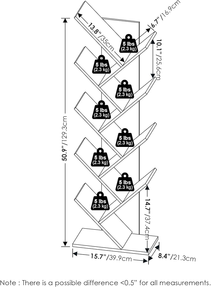 Furinno TREE Book Shelf, 9-Tier Bookshelf, Tree Bookcase