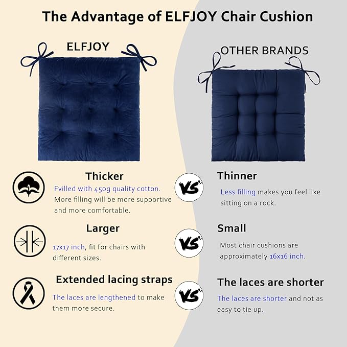 ELFJOY Rocking Chair Cushion Large Rocking Chair Pads