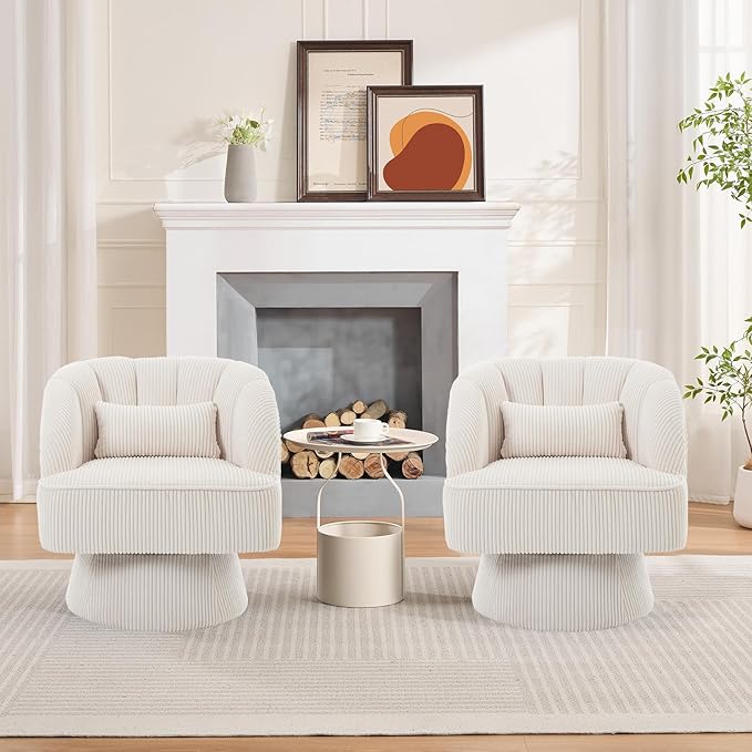 Garvee Ultra-Plush Swivel Accent Chair, 360° Barrel Lounge Chair