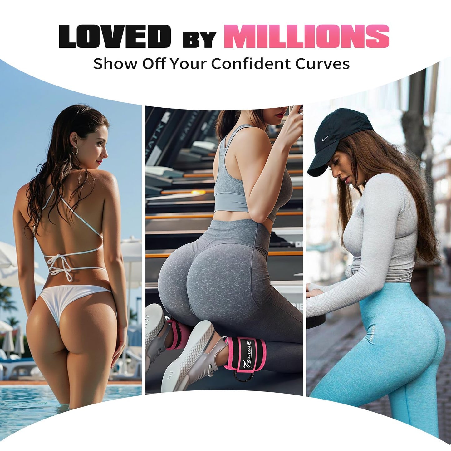 Ankle Resistance Bands with Cuffs, Leg and Glutes Workout Equipment, Resistance Bands with Ankle Straps for Cable Machine Kickbacks, Booty Workouts, Lower Body Exercises - Home Gym Exercise Equipment