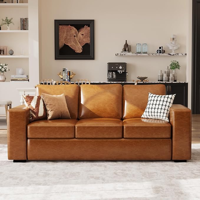 ABCASA Loveseat Set of 2, Living Room Furniture Set, Oversized Faxu Leather Sofa