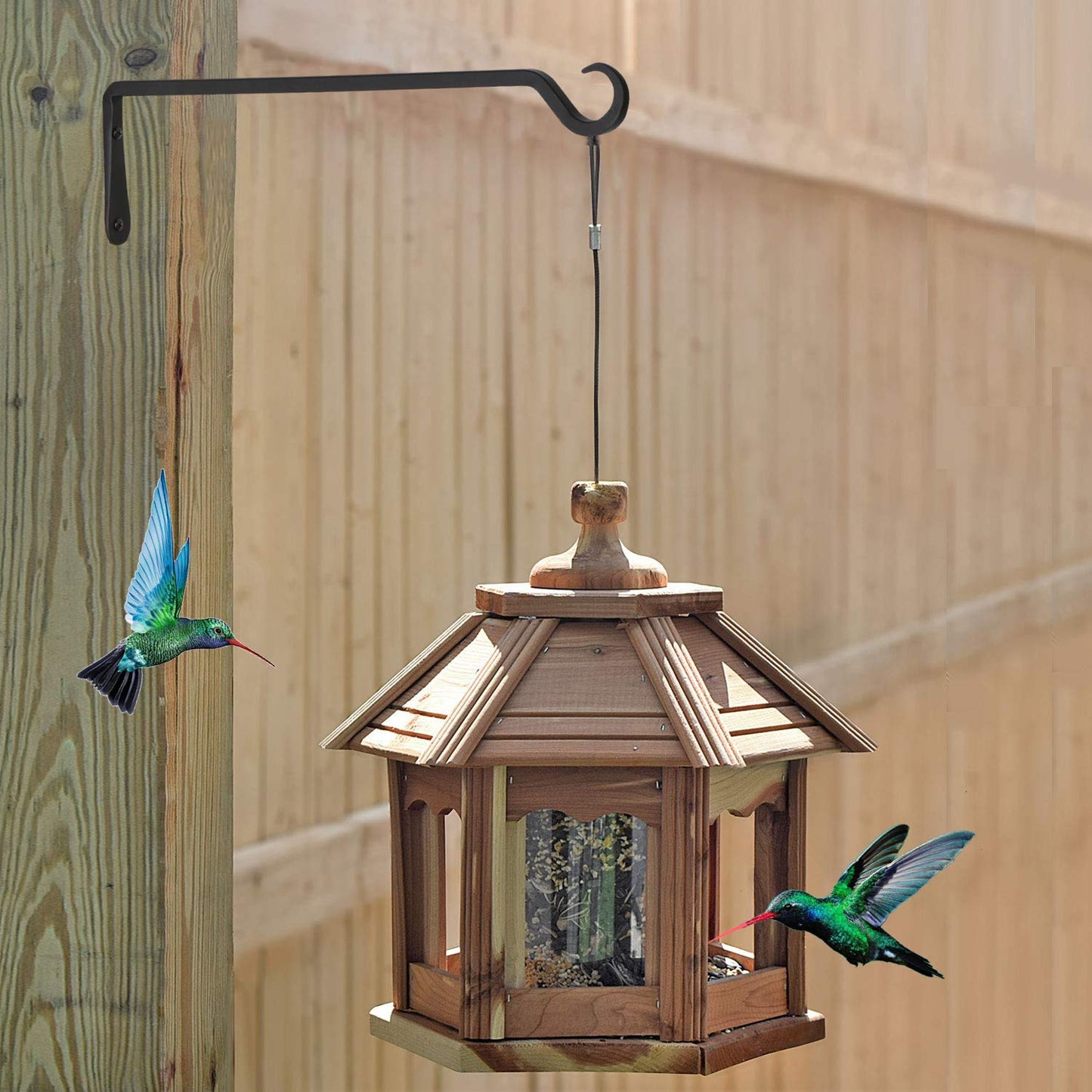YELOKIE 16inch 2 Pack Plant Hanger, Sturdy Hanging Plant Hangers Outdoor, Bird Feeder Hanger for Bird, Plant Hangers for Planters, Lanterns, Wind Chimes Indoor Outdoor, Upgrade Black