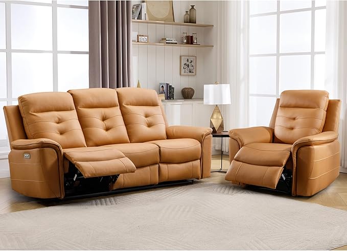 ANJ 2-Piece Oversied Faux Leather Power Recliner Sofa Set
