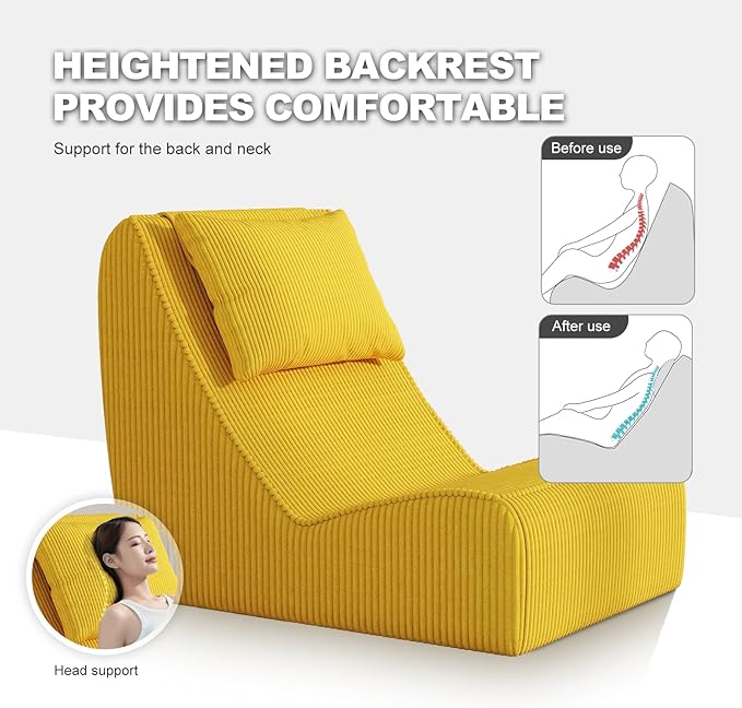 Giant Bean Bag Chair for Adults, Corduroy Chaise Lounge