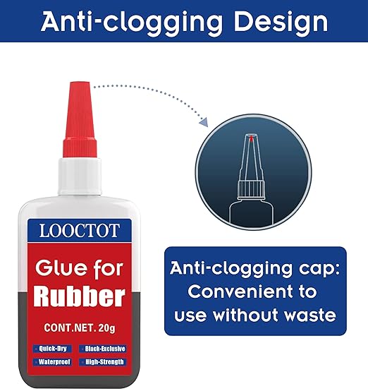LOOCTOT Black Rubber Glue, Super Instant Glue Bonding Between Rubbers, Rubber
