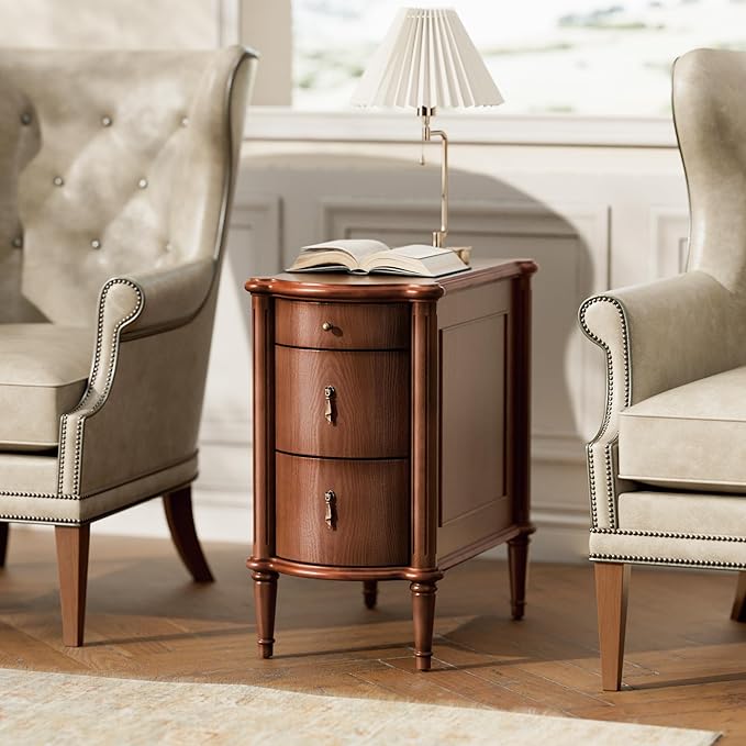 STO'SENSE Nightstand Set of 2 w/Charging Station & 3 Drawers, Pre-Assembled