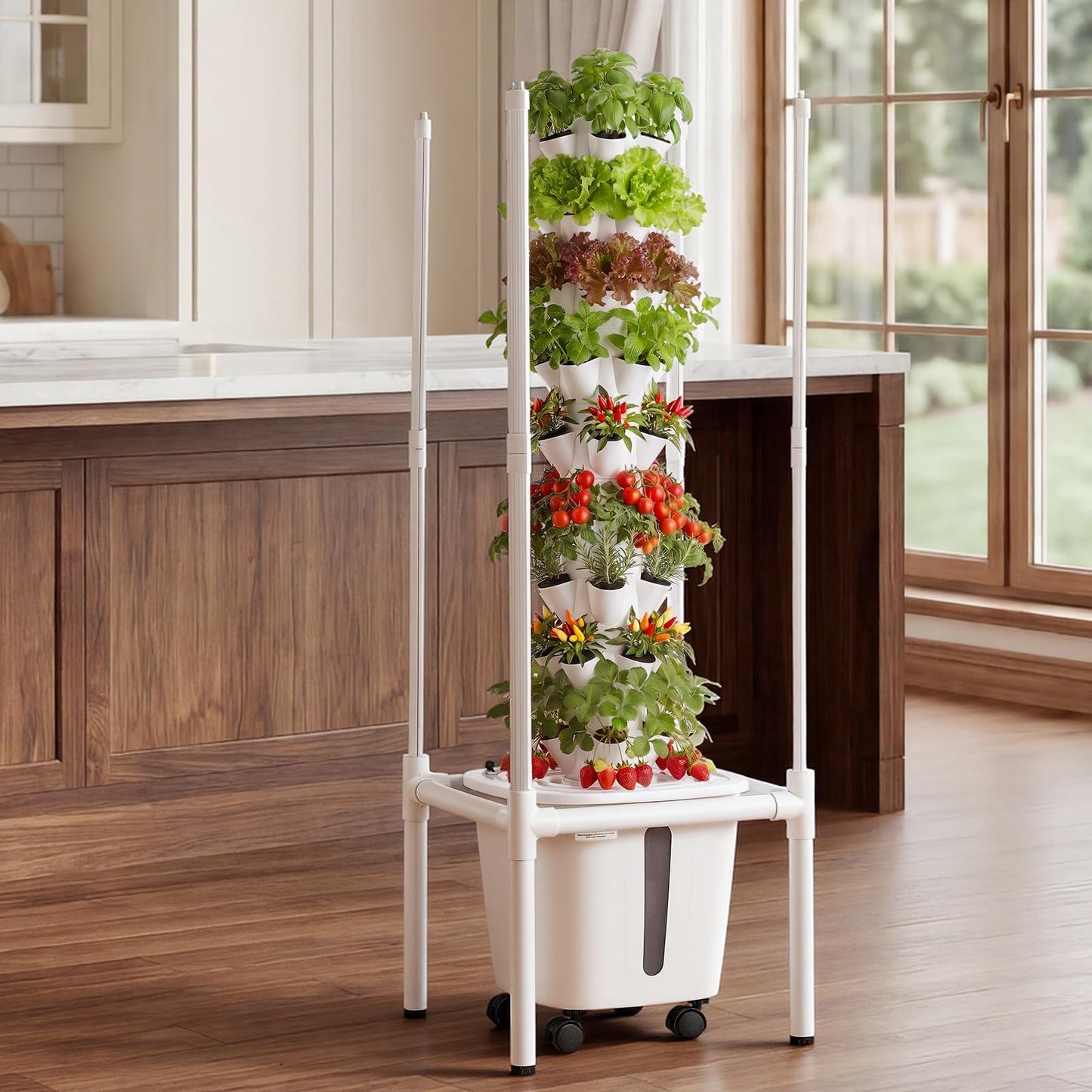 VEVOR Hydroponic Tower, 45 Pods 9 Tiers Hydroponics Growing System Kit with LED Grow Light, App Control & Casters, Vertical Home Garden with 20L Water Tank & Pump for Indoor Herbs, Fruits, Vegetables