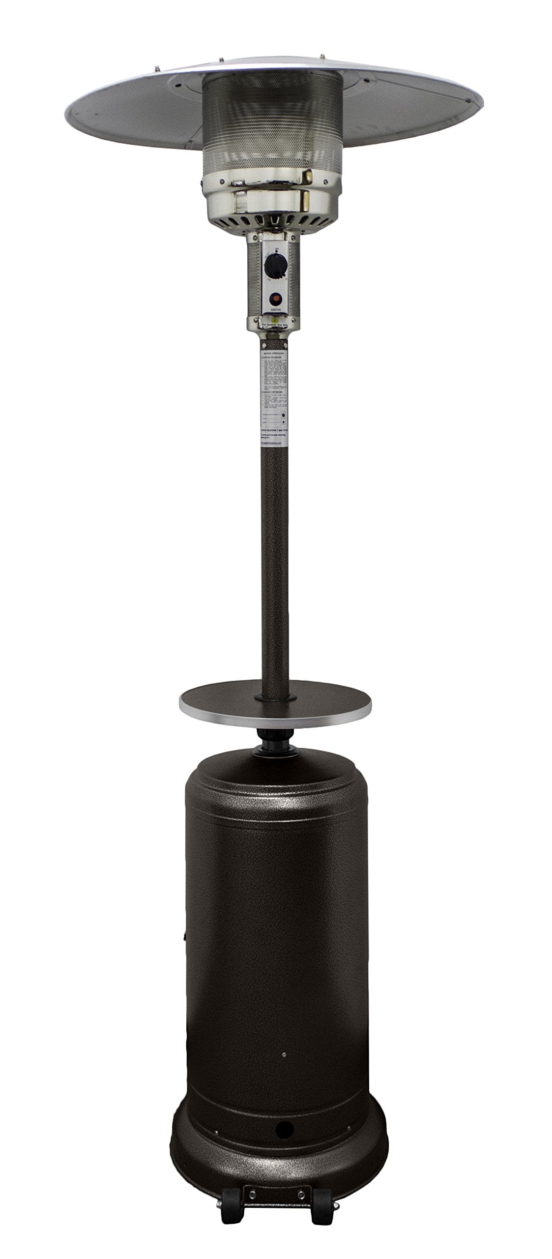 AZ Patio Outdoor Propane Gas Patio Heater, 48K BTU's, Open Door Design, Adjustable Table, Single pole, CSA approved, Hammered Bronze Finish