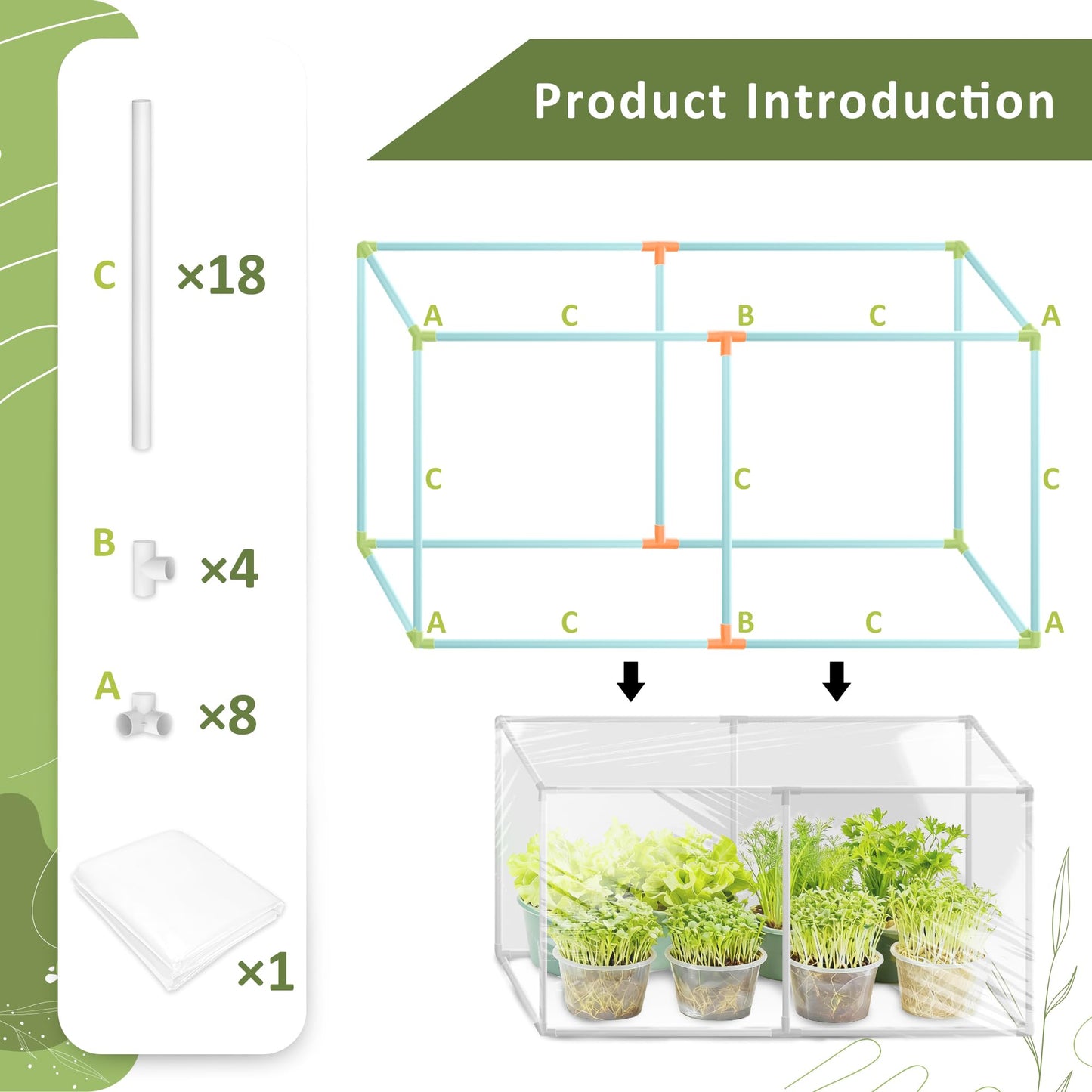 U0U Mini Greenhouse for Indoor Plants,Portable Small Greenhouse with Plastic Film,Indoor Greenhouses for Small Plant Seed Starter Tray, Sprouting