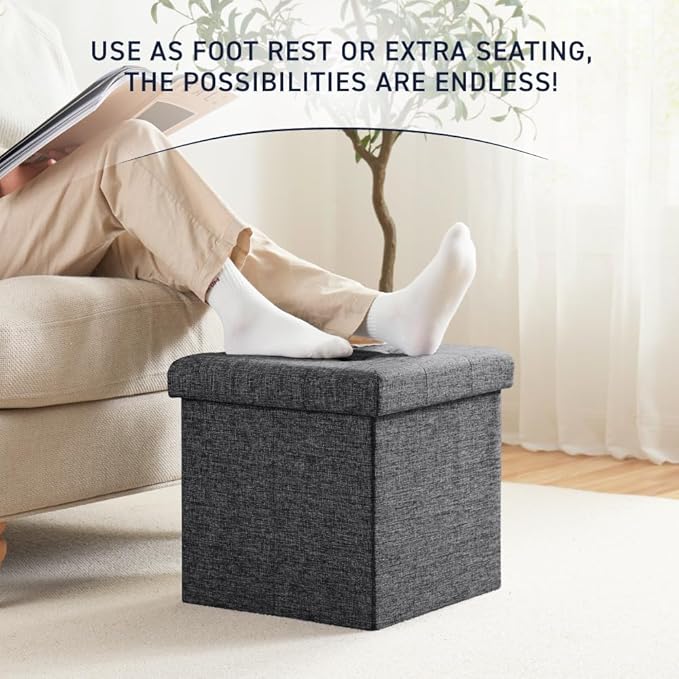 Ornavo Home 2 Pack 15 Inch Folding Storage Ottoman