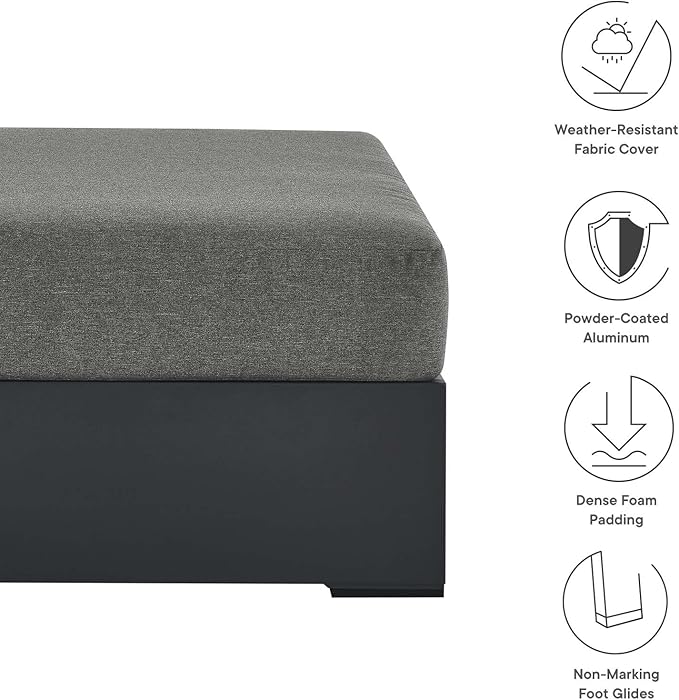 Modway Tahoe Aluminum Ottoman in Gray Charcoal