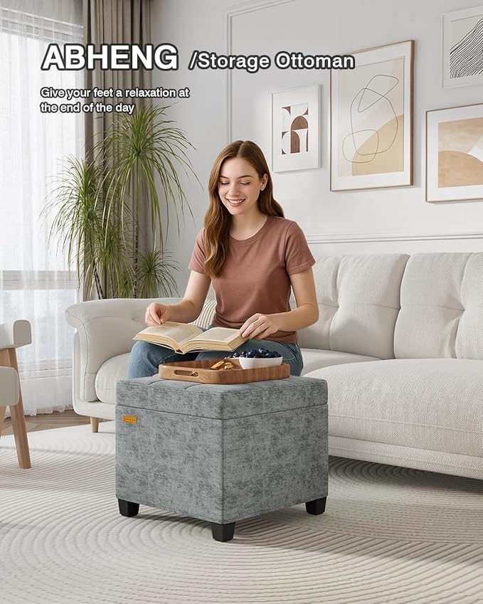 ABHENG Chenille Cover Steel Frame Ottoman