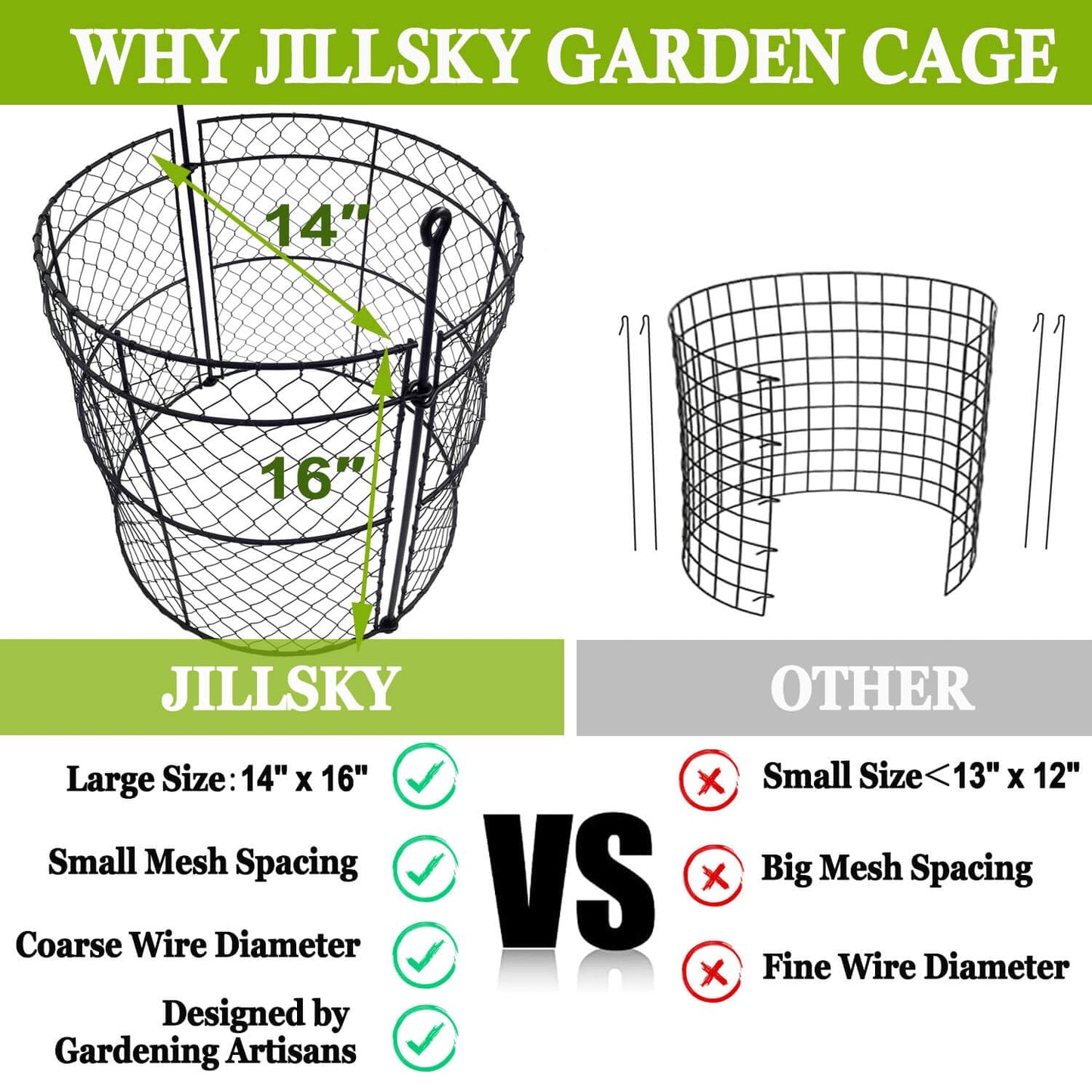 6 Pack Heavy-Duty Chicken Wire Plant Cloches, 14"x16" Rustproof Chicken Wire Cages for Flowers, Seedlings & Vegetables, Combine to Large Fences for Raised Beds & Patios, Keep Rabbits, Squirrels Out