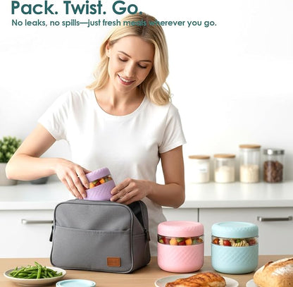 2 Pack 16 oz Glass Lunch Bowl Containers with Lids | Leak & Spill Proof, BPA-Free, Microwave & Dishwasher Safe, Airtight Meal Prep & Food Storage Jar for Lunch, Salad, Soup, Oats, Stew, Yogurt