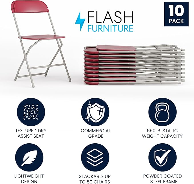 Hercules Series Plastic Folding Chair Red