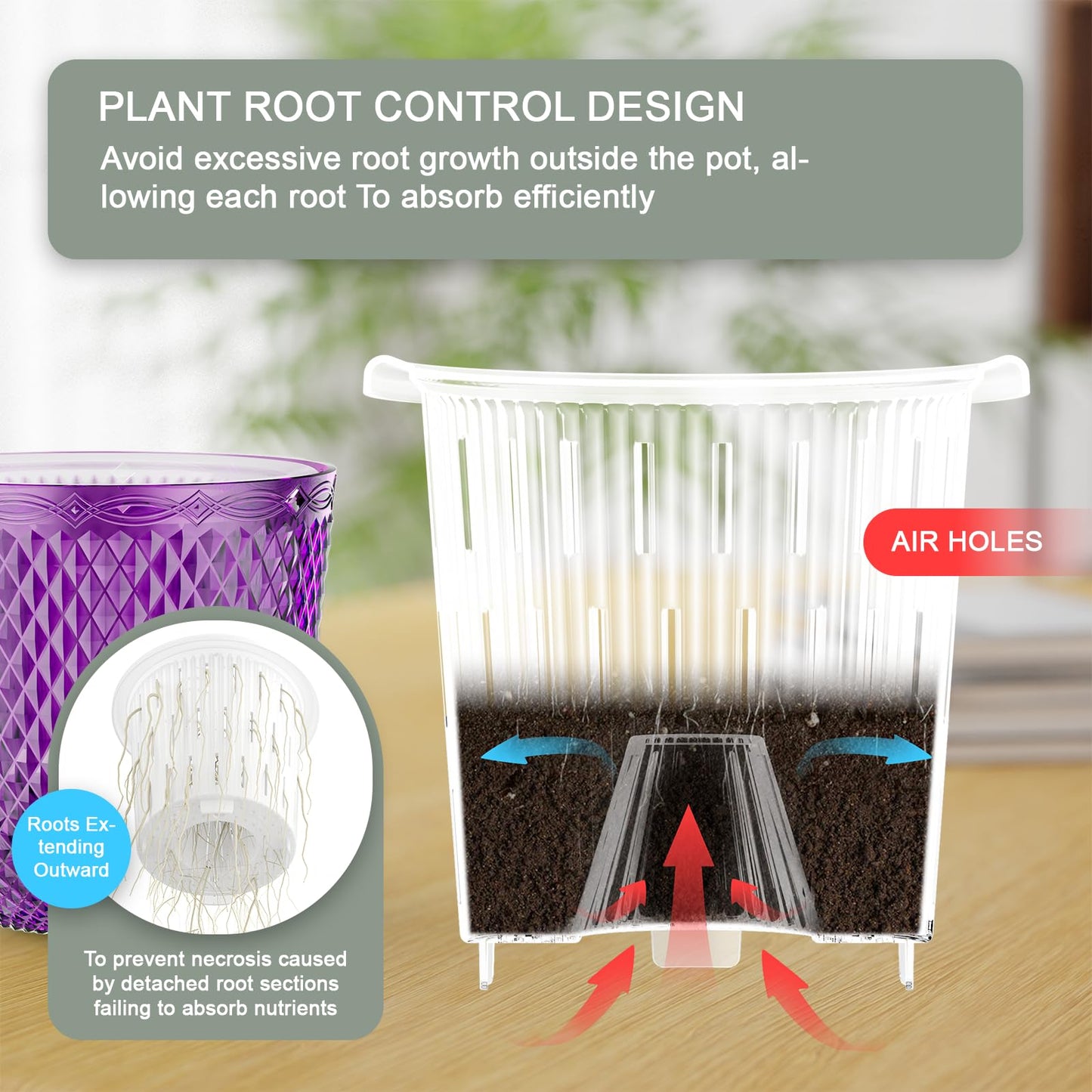 QCQHDU Hanging Planters for Indoor Plants, 2-Pack 7.2 Inch Self Watering Hanging Pots, Plastic Plant Hanger with Drainage Holes and 3 Hooks Chains for Garden Home (Purple)