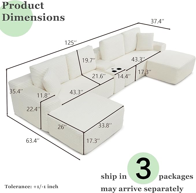 125" Oversized Sectional Couches