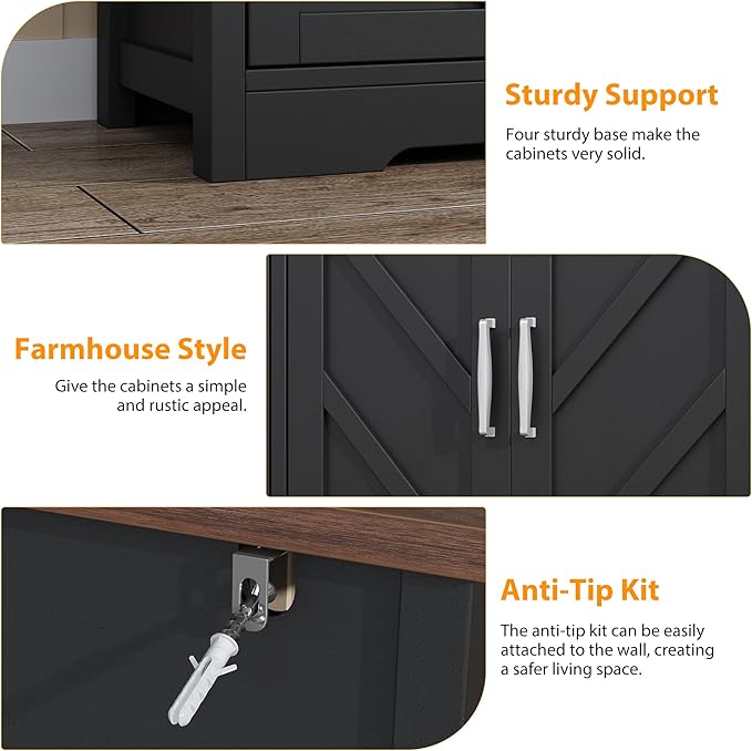 knoworld Buffet Sideboard with Storage Farmhouse with 4 Doors, Dining Room