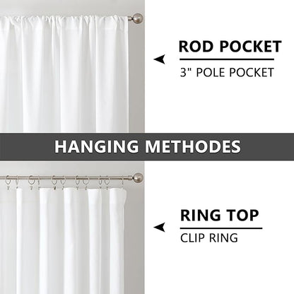 Tollpiz Linen Curtains Living Room Rod Pocket Semi Sheer Curtain Burlap Light Filtering Thick Linen Drapes for Bedroom, 38 x 63 inches Long, White, Set of 2 Panels