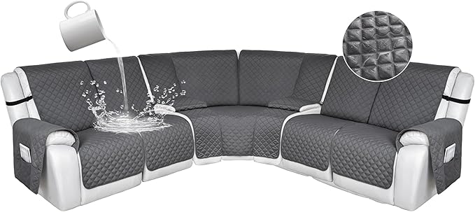 HDCAXKJ 100% Waterproof Reclining Sectional Couch Covers L Shape Recliner Sofa