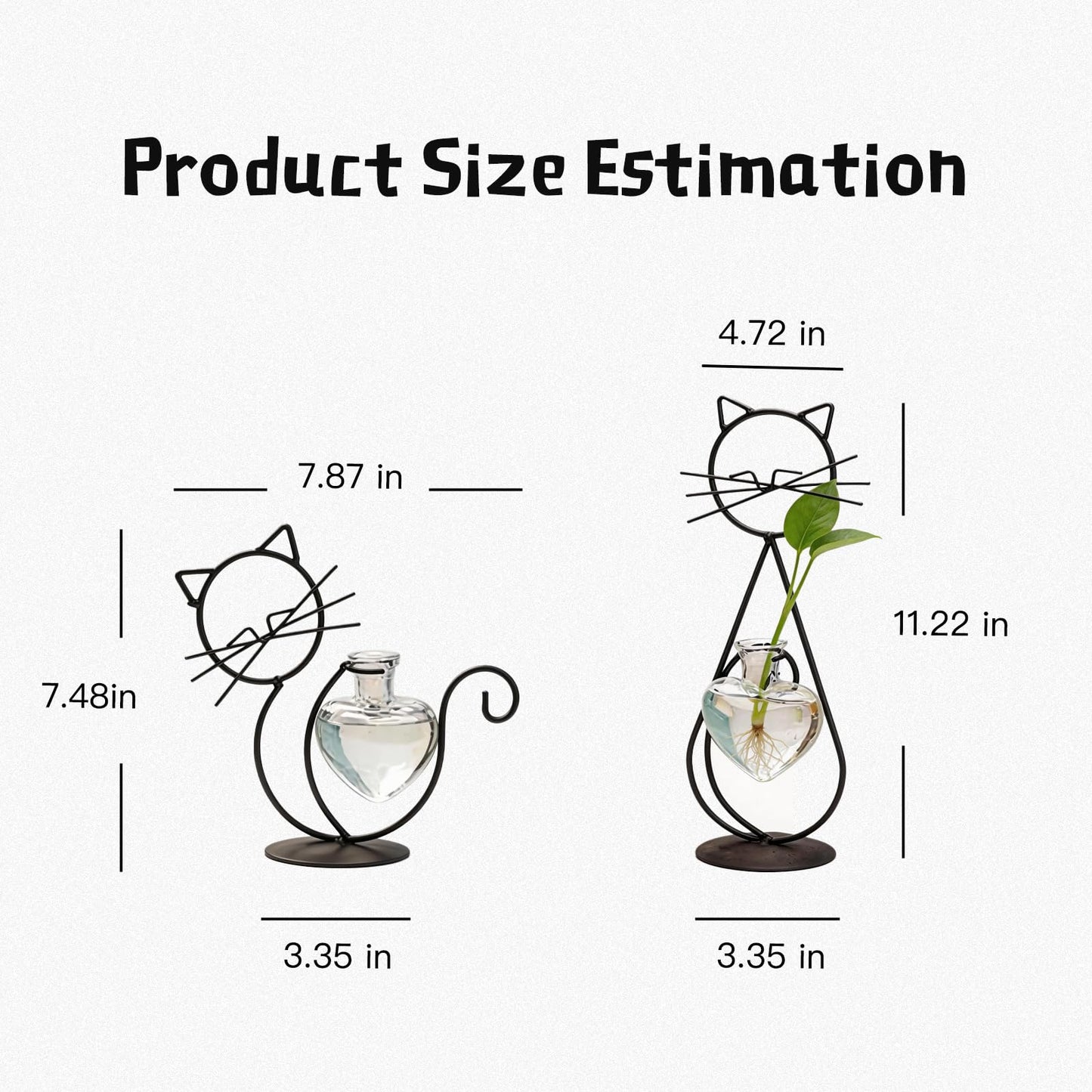 Cat Vase, Plant Propagation Station, Nordic Iron Art Hydroponic Vase, Minimalist Line Cat Desktop Decor for Indoor Home Office