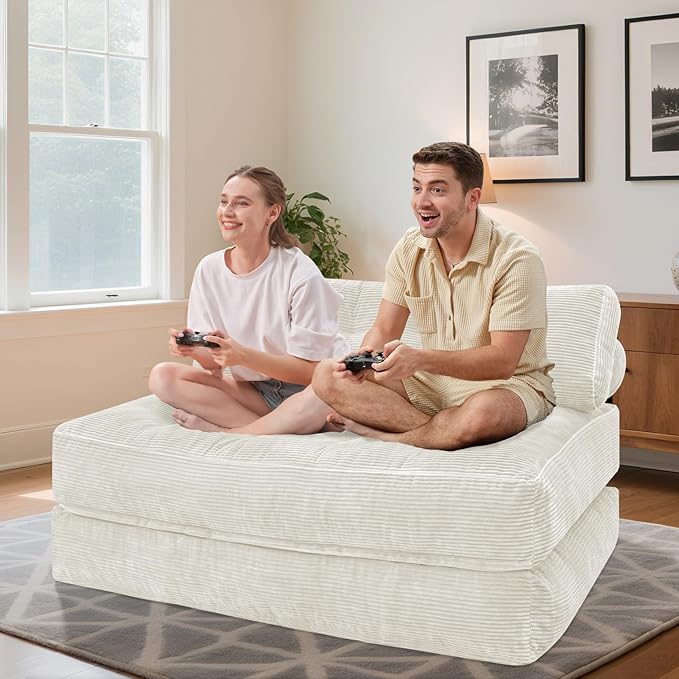 HABUTWAY Folding Sofa Bed, Foldable Floor Sofa Lounge w/Dual-Pillow & Handle