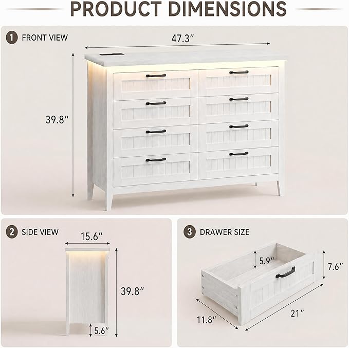GarveeLife 8 Drawer Chest Dresser
