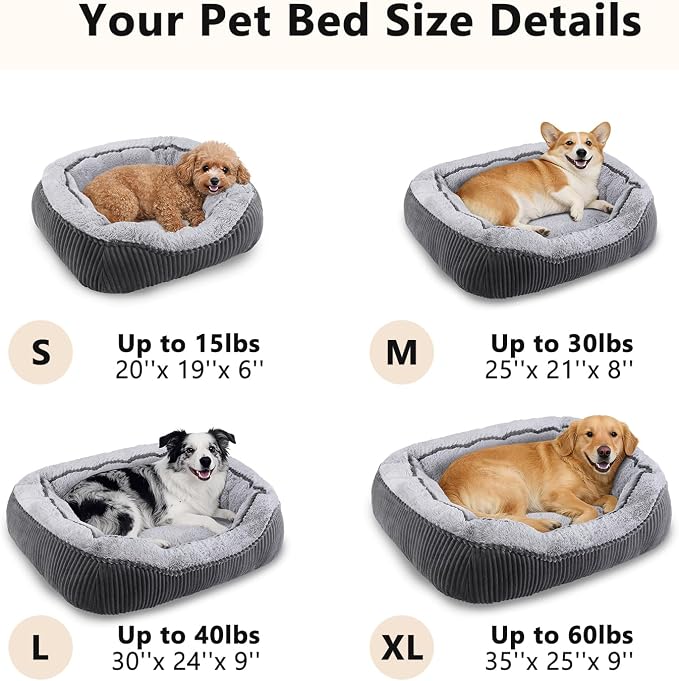 Large Dog Bed for Large Dogs, Rectangle Dog Bed Large Size Dog, Washable Orthopedic Pet Bed, Durable Calming Puppy Bed with Anti-Slip Bottom(35"x25"x10")