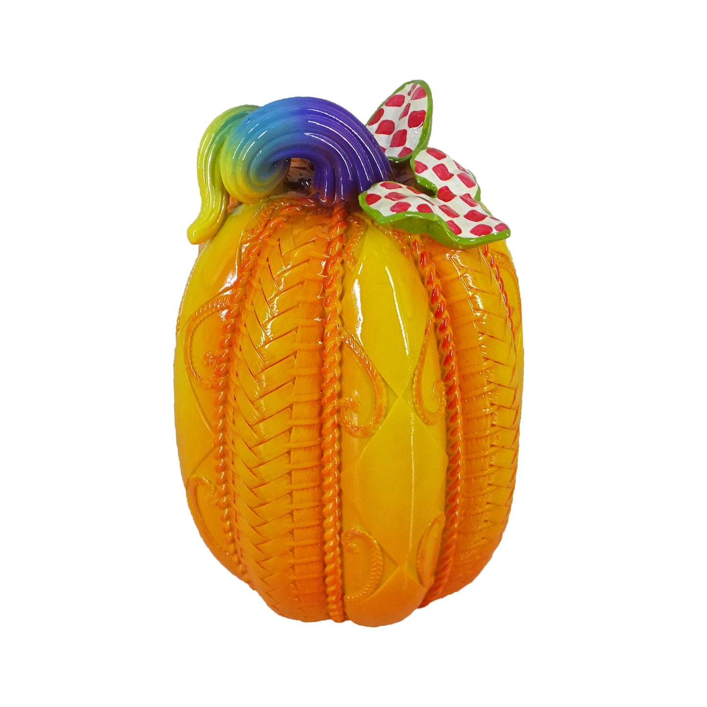 SEAKINGDOM YHH Premium Handmade Pumpkin Statue - 7 Inch Fall Harvest Decor, Resin Sculpture for Thanksgiving Centerpiece, Halloween Tabletop, Mantel & Bookshelf Display (Yellow)