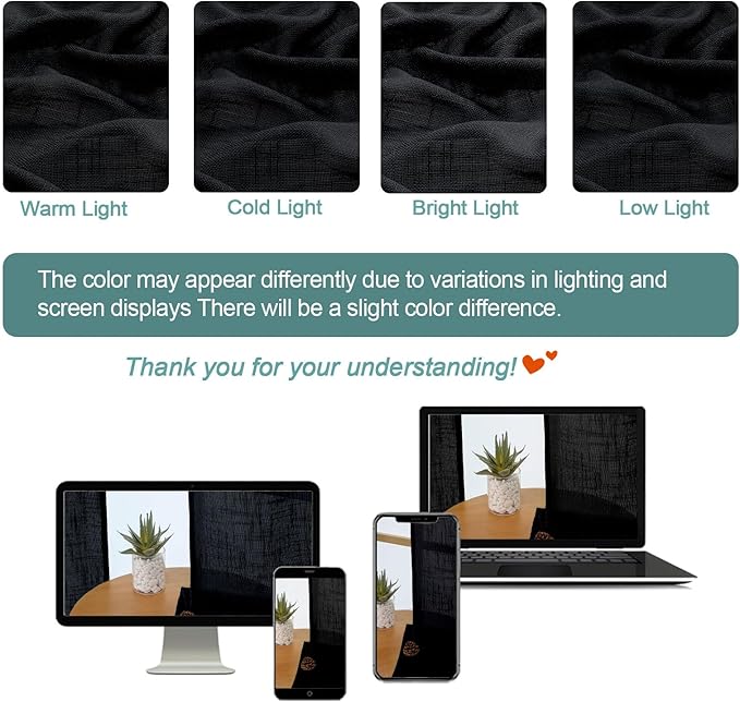 Chyhomenyc Black Semi Sheer Curtains 84 Inches Long 2 Panels Set, Light